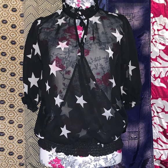 Almost Famous Sheer Top with Stars ⭐️ - Picture 1 of 6